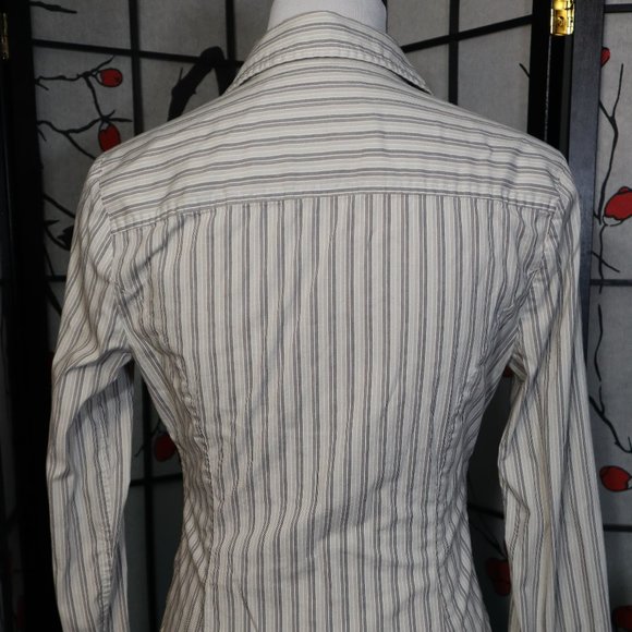 Express Long Sleeve Dress Shirt with Pinstripes, Size Medium - Picture 3 of 4